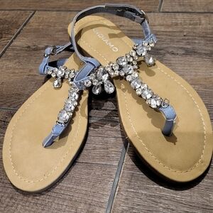 NWOT Ladies Andiamo flat candles Lt.Blue w/ Rhinestones never worn Sz 7